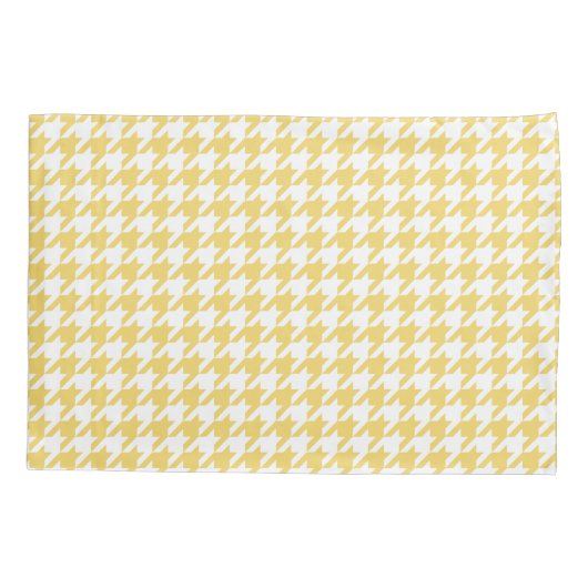 Gele Gingham Plaid en Houndstooth Kussensloop (Achterkant)