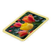 Gele Gingham Plaid Tulpen Tuinfoto Magneet (Linkerzijde)