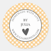 Gele gingham product verpakking mailing label (Voorkant)