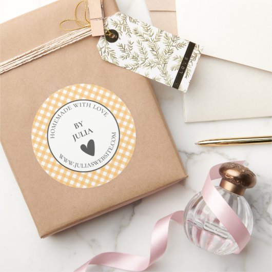 Gele gingham product verpakking mailing label (Geschenken)