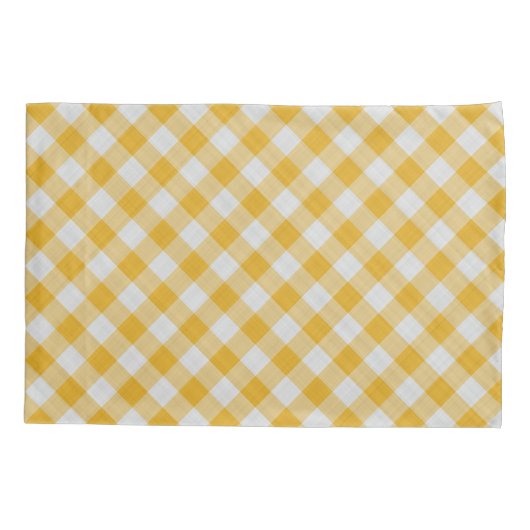 Gele Gingham Pset Checkered Pattern Kussensloop (Achterkant)