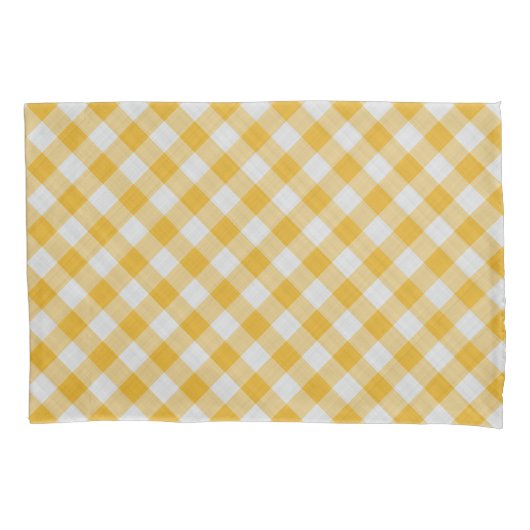 Gele Gingham Pset Checkered Pattern Kussensloop (Voorkant)