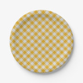 Gele Gingham Pset Checkered Pattern Papieren Bordje (Voorkant)