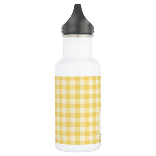 Gele Gingham Pset Monogram Water Fles (Links)