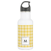 Gele Gingham Pset Monogram Water Fles (Voorkant)