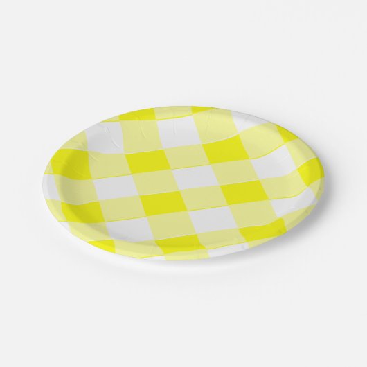 Gele Gingham Retro Spectaculaire Oude School Papieren Bordje (Gekanteld)