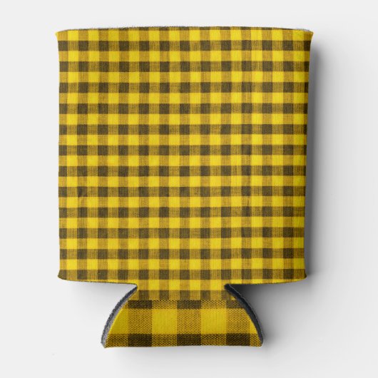 Gele Gingham stof textuur Blikjeskoeler (Voorkant)