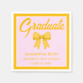Gele Gingham Strik DiploMaaierfeest Servet