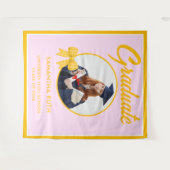Gele Gingham Strik Foto Afstudeerbackdrop Wandkleed (Voorkant (horizontaal))