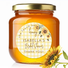 Gele Gingham Ze vond haar Bruidsuikerfeestje Ronde Sticker