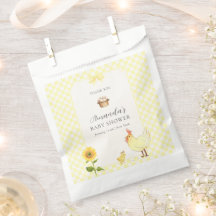 Gele Gingham Zonnebloem Kip Baby Shower 