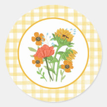 Gele Gingham Zonnebloem Sticker