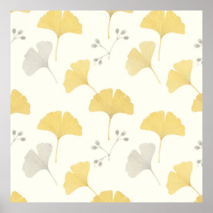 Gele Ginkgo Waaiersbladeren Herhaling Poster