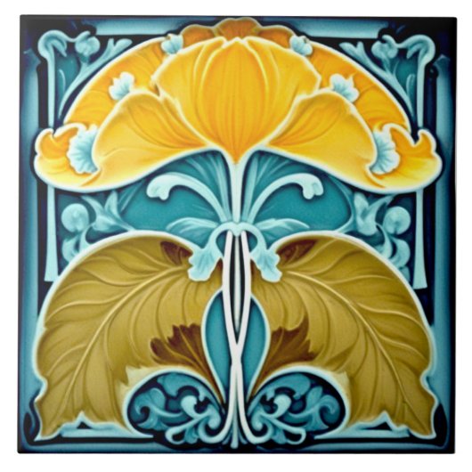 Gele ginko bloem tegeltje (Voorkant)