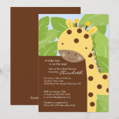 Gele Giraffe Baby shower Kaart (Voorkant / Achterkant)