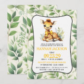 Gele Giraffe Baby shower Kaart (Voorkant / Achterkant)