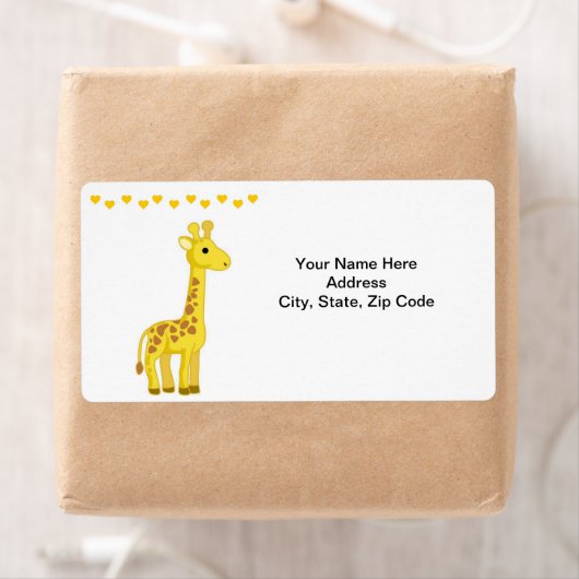 Gele Giraffe Harten Labels (Insitu)