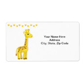 Gele Giraffe Harten Labels (Voorkant)