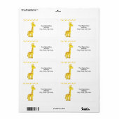Gele Giraffe Harten Labels (Full Sheet)
