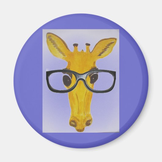 Gele Giraffe met bril Magneet (Voorkant)