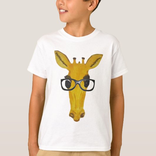 Gele Giraffe met bril T-shirt (Voorkant)