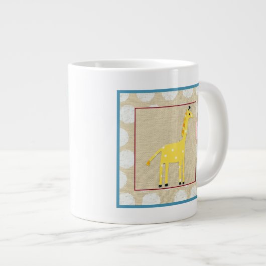 Gele Giraffe met White Polka Dots Grote Koffiekop (Voorkant rechts)