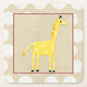Gele Giraffe met White Polka Dots Kartonnen Onderzetters