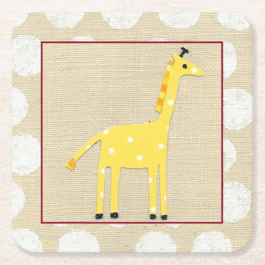 Gele Giraffe met White Polka Dots Kartonnen Onderzetters (Voorkant)