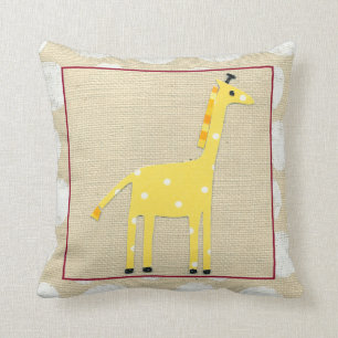 Gele Giraffe met White Polka Dots Kussen