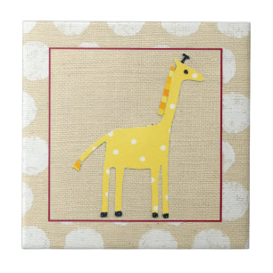 Gele Giraffe met White Polka Dots Tegeltje