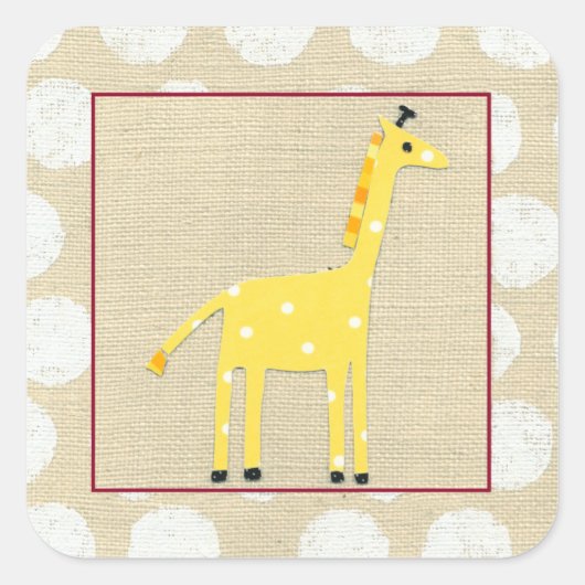Gele Giraffe met White Polka Dots Vierkante Sticker (Voorkant)
