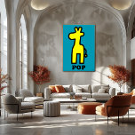 Gele Giraffe Pop Art Bold Cartoon Silhouet Poster<br><div class="desc">Dit geel giraffe pop kunst poster shows een gedurfd silhouet op een turquoise achtergrond. Met dikke contouren en speelse stijl maakt het deel uit van het Pop Animal Collectie,  ideaal voor kinderkamers,  moderne interieurs of liefhebbers van pop-kunst.</div>