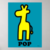 Gele Giraffe Pop Art Bold Cartoon Silhouet Poster (Voorkant)