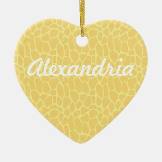 Gele Giraffe Print Keramisch Ornament (Voorkant)