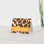 Gele Giraffe Print Notitiekaarten gepersonaliseerd (Voorkant)