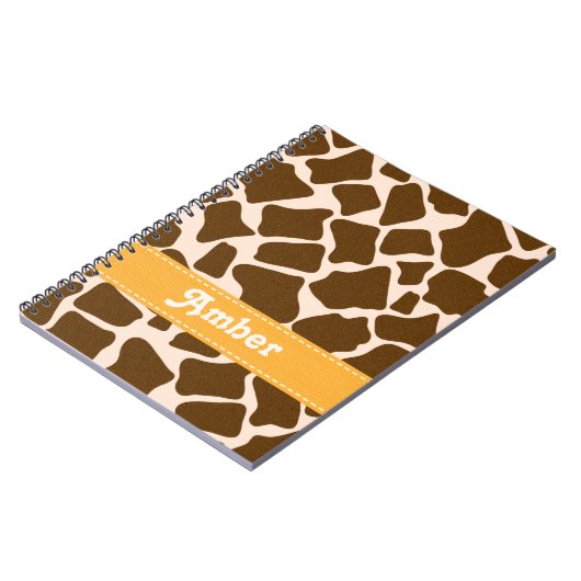 Gele Giraffe Print Spiral notebook Journal Notitieboek (Linkerzijde)