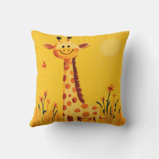 Gele Giraffe Sunny Safari Kinder kamer kinderkamer Kussen (Achterkant)