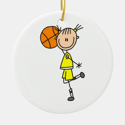 Gele-Girl Basketball Player T-shirts en cadeautjes Keramisch Ornament (Voorkant)