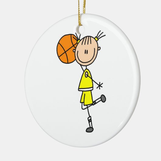 Gele-Girl Basketball Player T-shirts en cadeautjes Keramisch Ornament (Links)