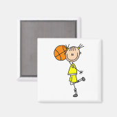 Gele-Girl Basketball Player T-shirts en cadeautjes Magneet (Voorkant / Achterkant)