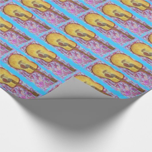 gele gitaar cadeaupapier (Hoek)