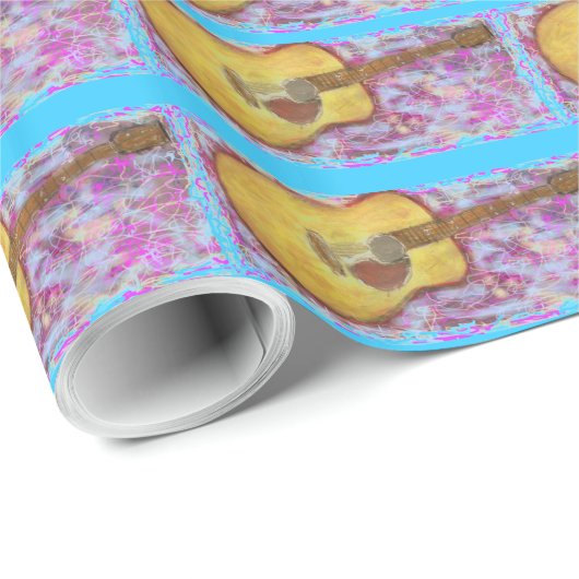 gele gitaar cadeaupapier (Rol Hoek)