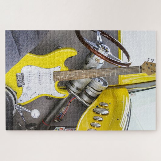 gele gitaarpuzzel legpuzzel (Horizontaal)