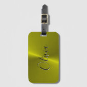 Gele glanzende faux metal bagagelabel (Voorkant (verticaal))