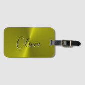 Gele glanzende faux metal bagagelabel (Voorkant (horizontaal))