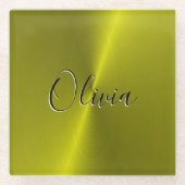 Gele glanzende faux metal glazen onderzetter (Voorkant)