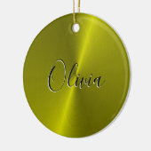 Gele glanzende faux metal keramisch ornament (Links)