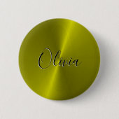 Gele glanzende faux metal ronde button 5,7 cm (Voorkant)