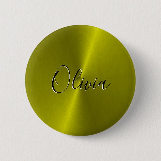 Gele glanzende faux metal ronde button 5,7 cm (Voorkant)