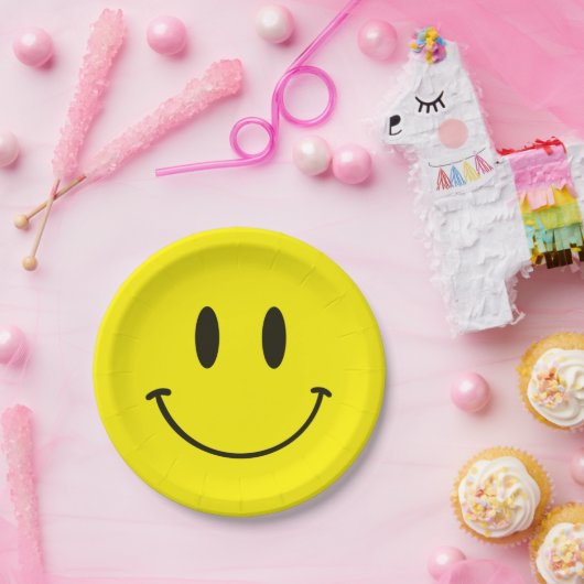 Gele Glimlach Een Gelukkig Dude/Gal 1e Verjaardag Papieren Bordje (Feest)
